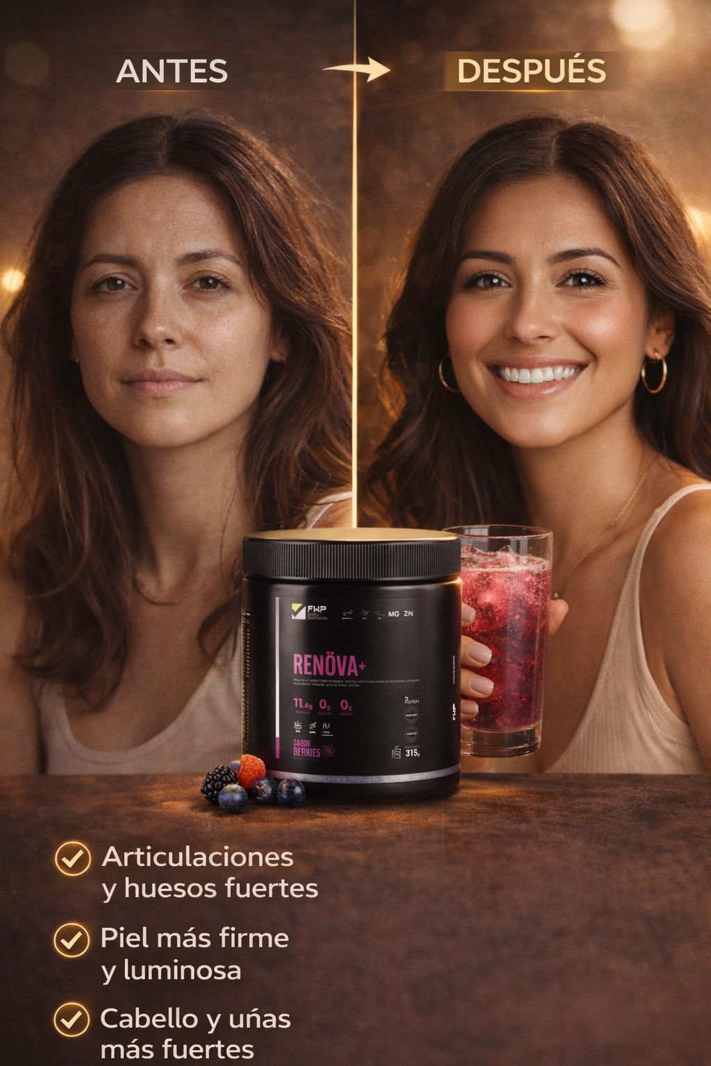 Colágeno Renova Antiedad | Piel Joven, Articulaciones Fuertes y Huesos Saludables